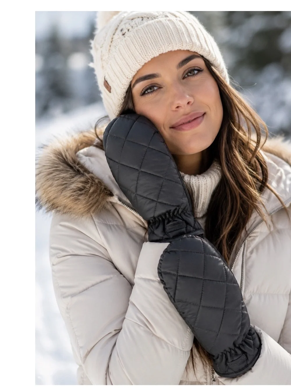 Cole Haan Women's Faux-Fur-Lined Quilted Puffer Mittens
